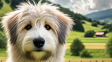 Pyrenäen-Hütehund mit kurzhaarigem Gesicht